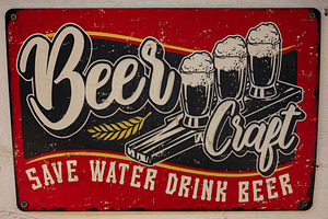 Vintage beer craft sign promoting drinking beer with stylish typography, a Photo by AS photostudio