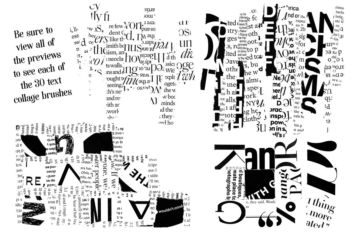 Text Collage Photoshop Brushes, a Brush Add-On by Heather Green Designs (Photo 3 of 12)
