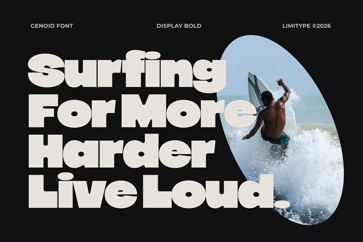 Genoid - Bold Display Font, a Sans Serif Font by limitype (Photo 4 of 12)
