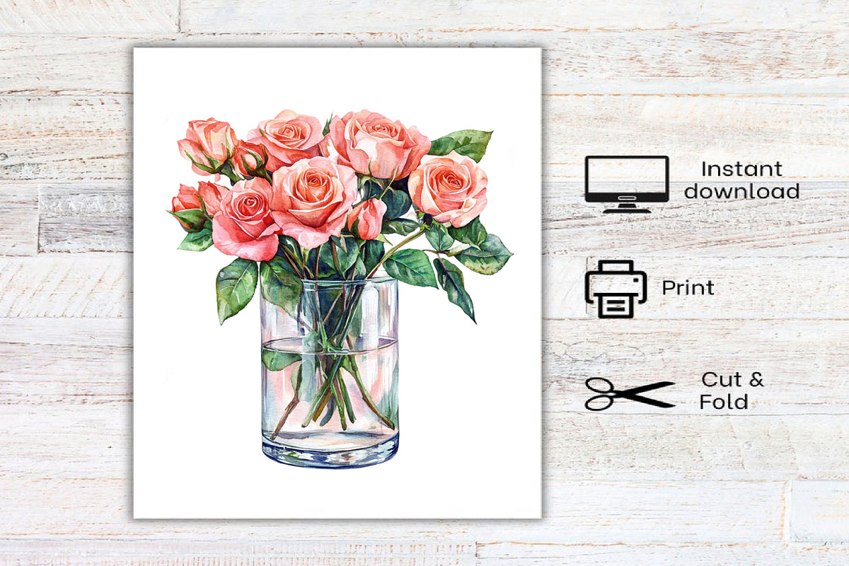 Watercolor Flower Jar Clipart Bundle, an Illustration by Canvas Craft (Photo 8 of 8)