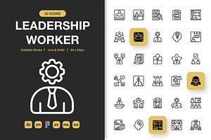 Leadership Worker Icons, an Icon by Spacepixel Creative
