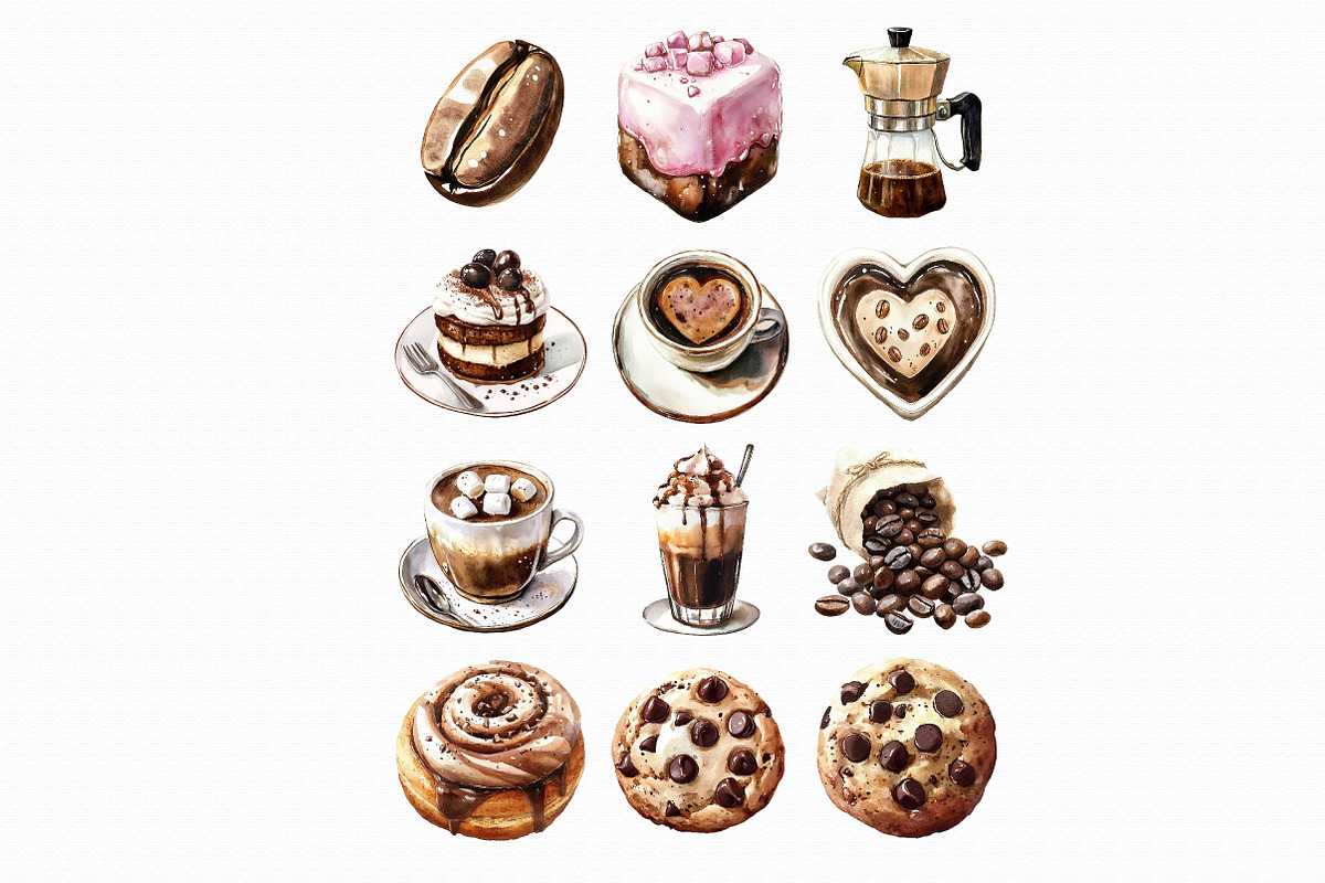 Watercolor Сoffee clipart, an Illustration by Libby Wishes (Photo 2 of 3)