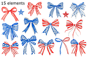4th of July bows watercolor, a Background Graphic by GoodFairyClipArt (Thumbnail 2 of 2)