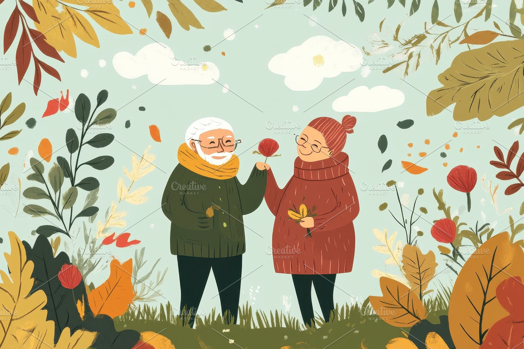 An elderly couple in nature embracin, a Photo by Pavel_design