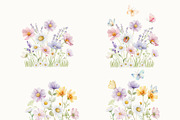 Pastel Wildflowers & Bows Clipart, a Decorative Illustration by OKArtHub (Thumbnail 6 of 11)