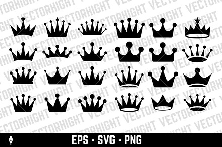 Set of crown icons.