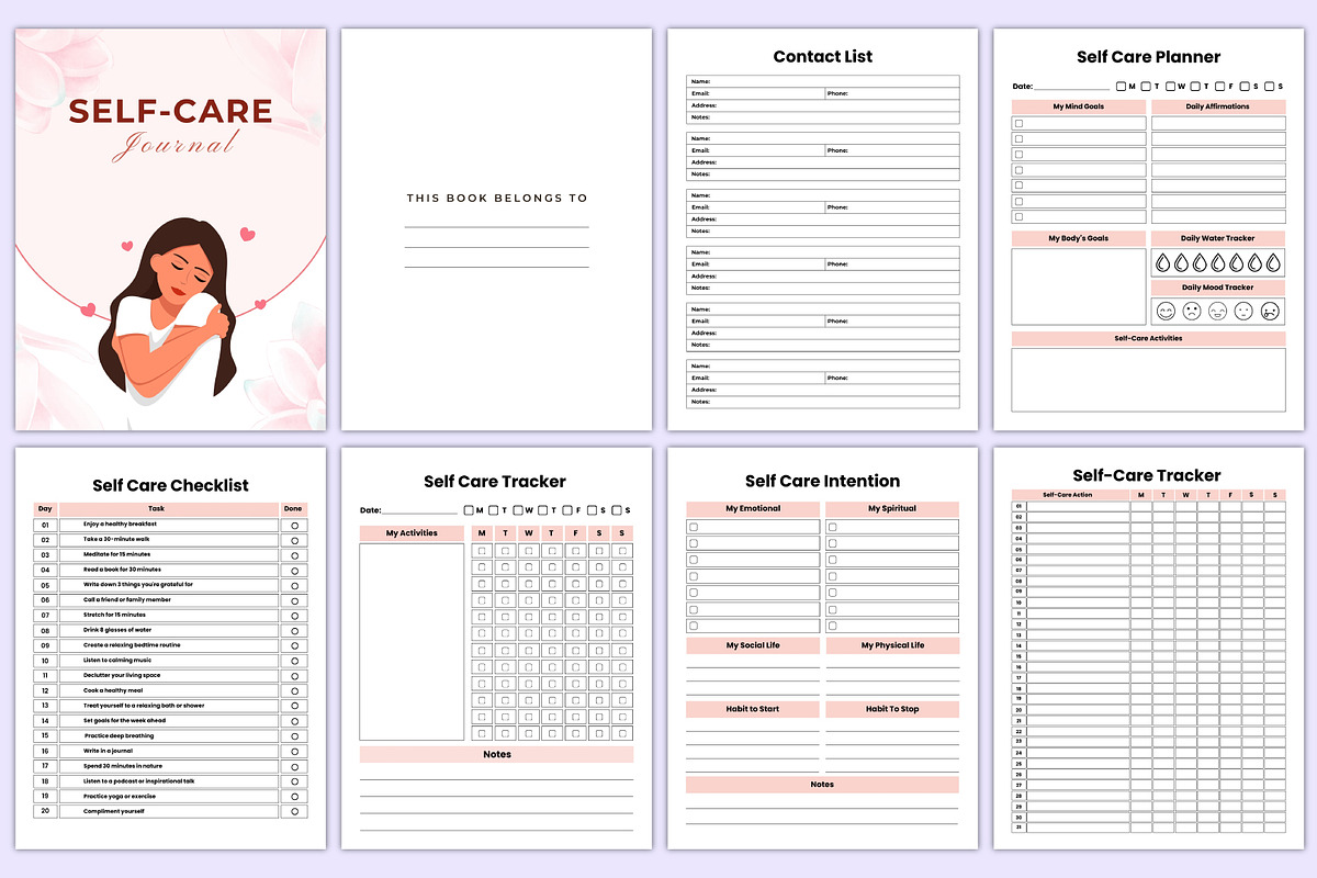 Printable Self-Care Journal Bundle, a Print Template by Mustafiz (Photo 2 of 9)
