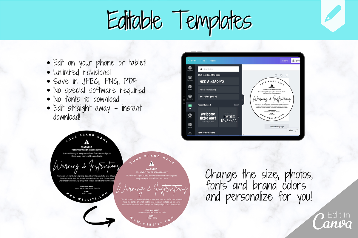 Candle Warning Label Template, a Templates & Theme by Templatables (Photo 7 of 8)