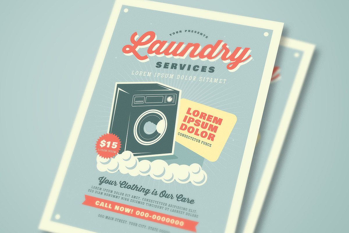 Retro Laundry Services Flyer, a Flyer Template by Guuver (Photo 2 of 3)