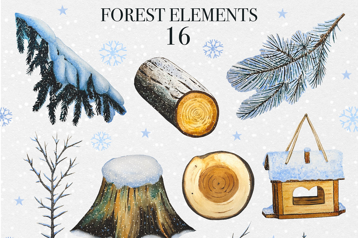 Winter Animal Watercolor Clipart Set, an Animal Illustration by DiashaArt (Photo 20 of 22)