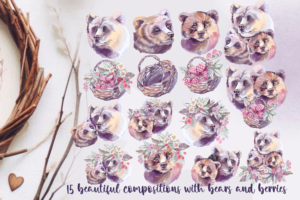 Raspberry romance. Watercolor set, an Animal Illustration by Shabbypie (Photo 3 of 15)