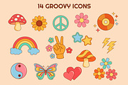 Retro Groovy 70s Clipart Bundle, a Decorative Illustration by JulyGart (Thumbnail 2 of 5)