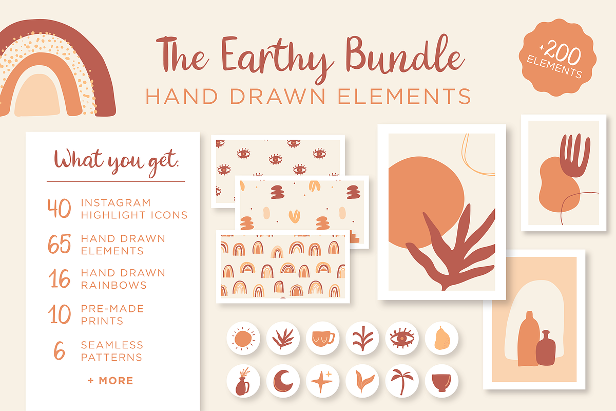 The Earthy Hand Drawn Bundle, a Work Illustration by thetrendytemplate (Photo 1 of 12)