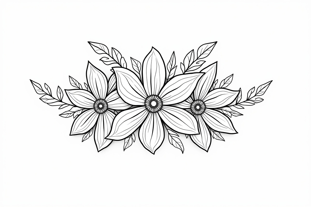 Flower Line Art Coloring Pages Bundl, an Illustration by Artivon (Photo 4 of 9)