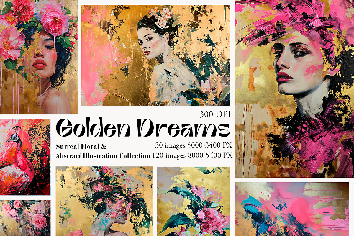 Golden Dreams – Surreal Floral & Abs, a Decorative Illustration by O m N i  Studio (Photo 8 of 16)