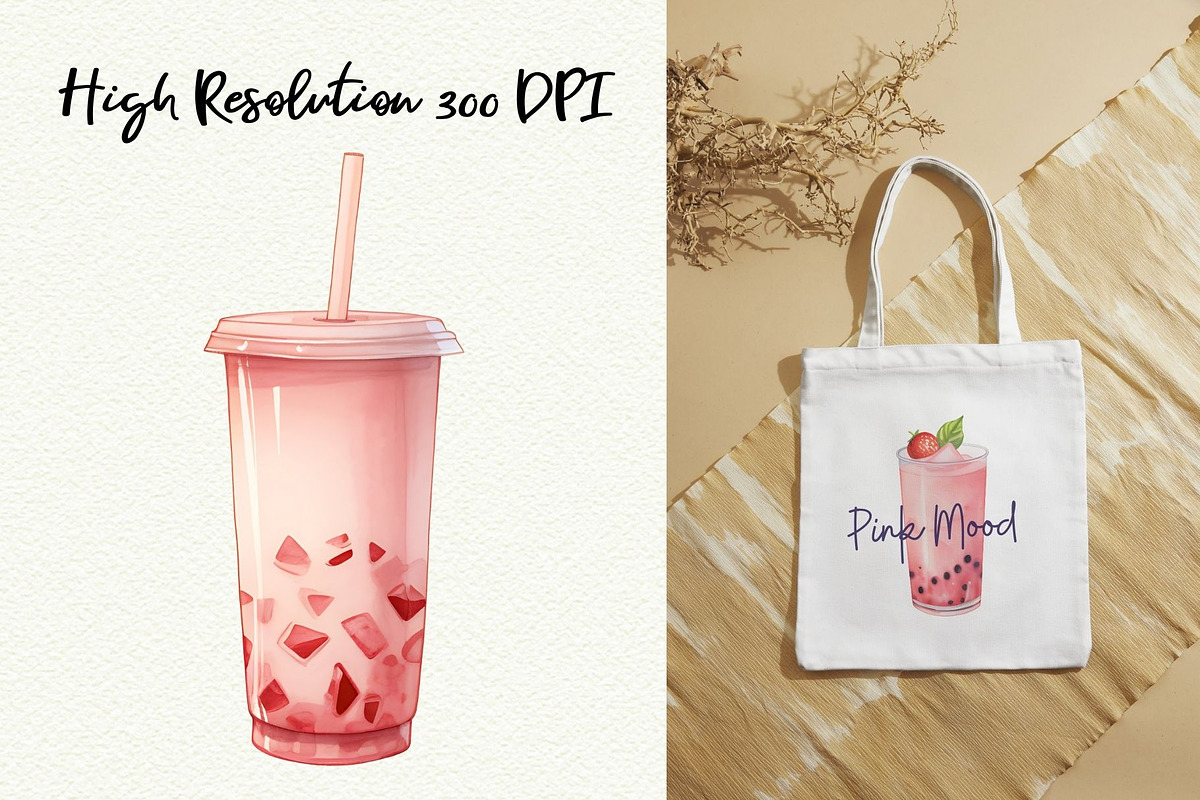Bubble Tea Watercolor Clipart, a Food Illustration by Anna Design Studio (Photo 7 of 11)