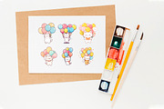 15 Kawaii Birthday Cat with Balloon, a Graphic by HillTract (Thumbnail 2 of 2)