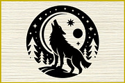 25 Howling Wolf Moon Silhouette Set, an Animal Illustration by Artivon (Thumbnail 3 of 4)