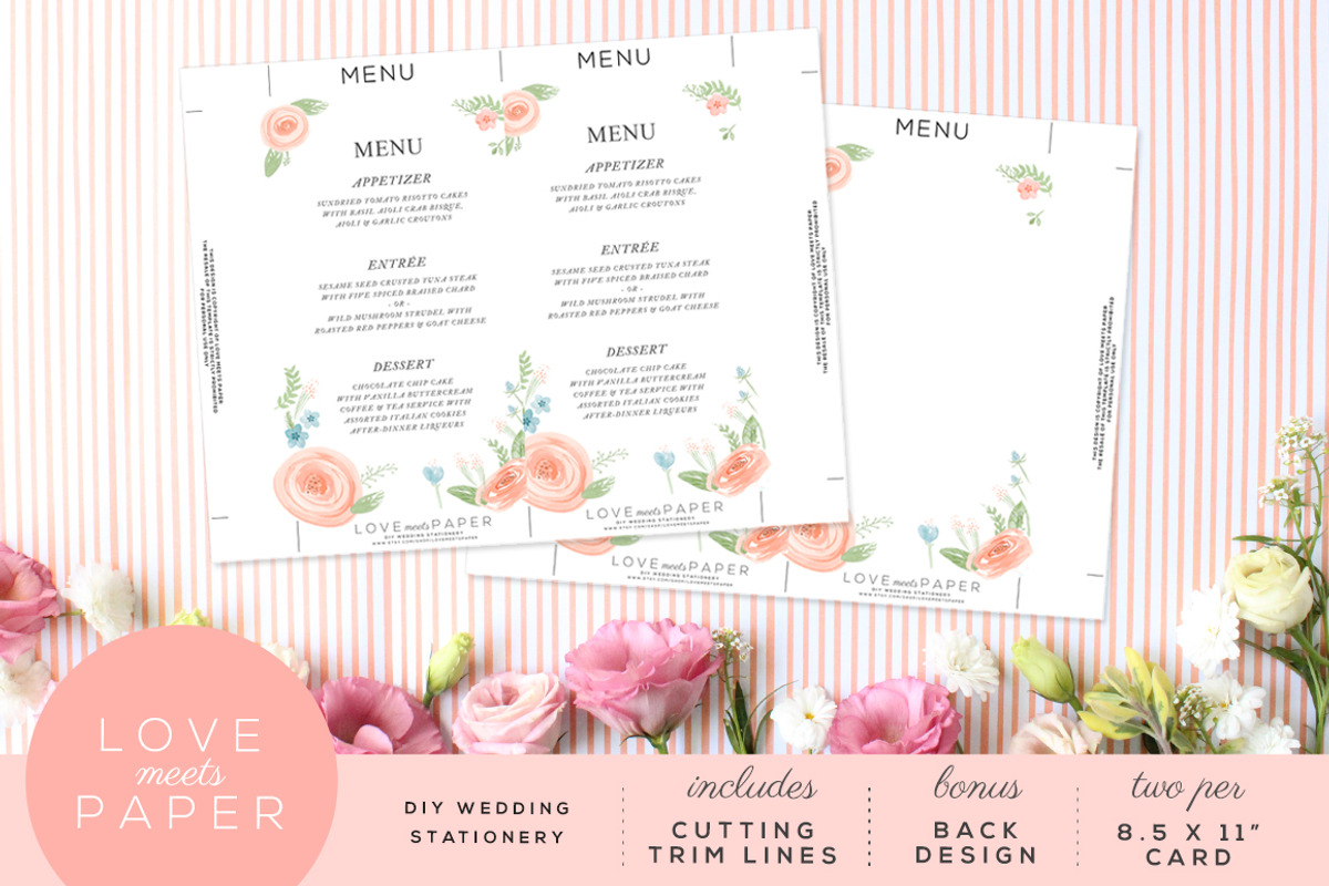 Wedding Menu Watercolor M1019, a Card Template by Love Meets Paper (Photo 2 of 2)