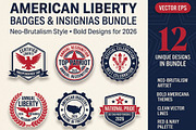 Patriotic 4th July 2026 Badge Bundle, an Object Graphic by NH graphic (Thumbnail 1 of 8)