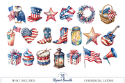 Watercolor 4th of July Kids Clipart, a Decorative Illustration by MockupWizard (Thumbnail 2 of 5)