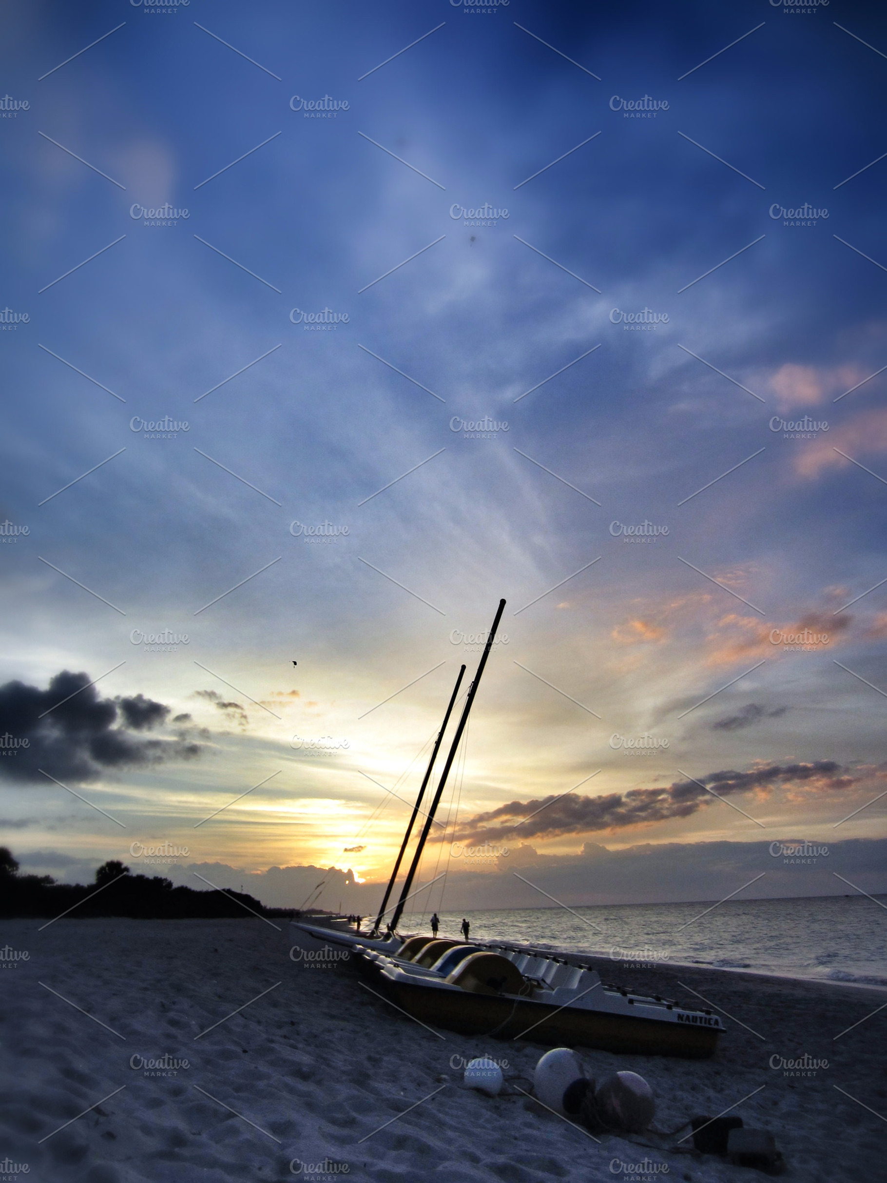 Sunset at the beach stock photo containing cuba and varadero