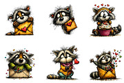 Whimsical Valentines Raccoon Clipart, an Illustration by CreationArt (Thumbnail 3 of 7)