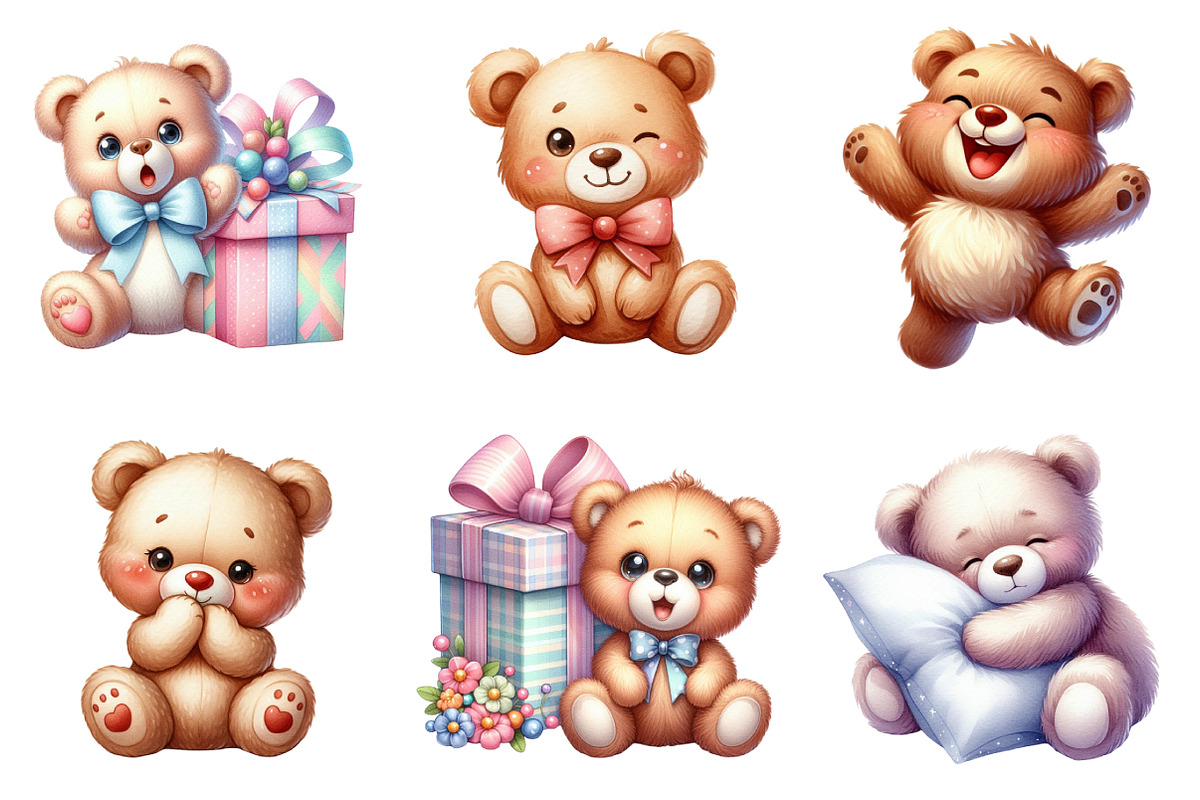 Cute Teddy Bear Emotions Clipart, a Graphic by CitraGraphics (Photo 4 of 4)