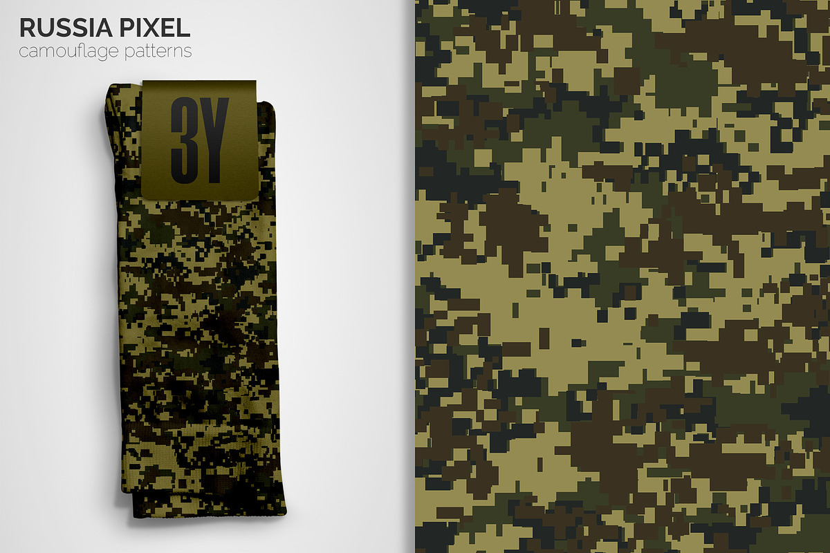 Russia Pixel Camouflage Patterns, a Pattern Graphic by 3Y_Design (Photo 5 of 5)