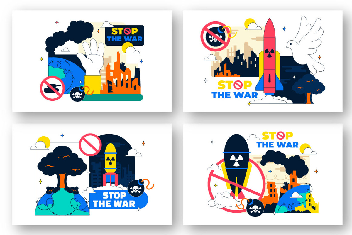 10 Stop The War Peace Illustration, an Object Illustration by denayunebgt (Photo 2 of 4)