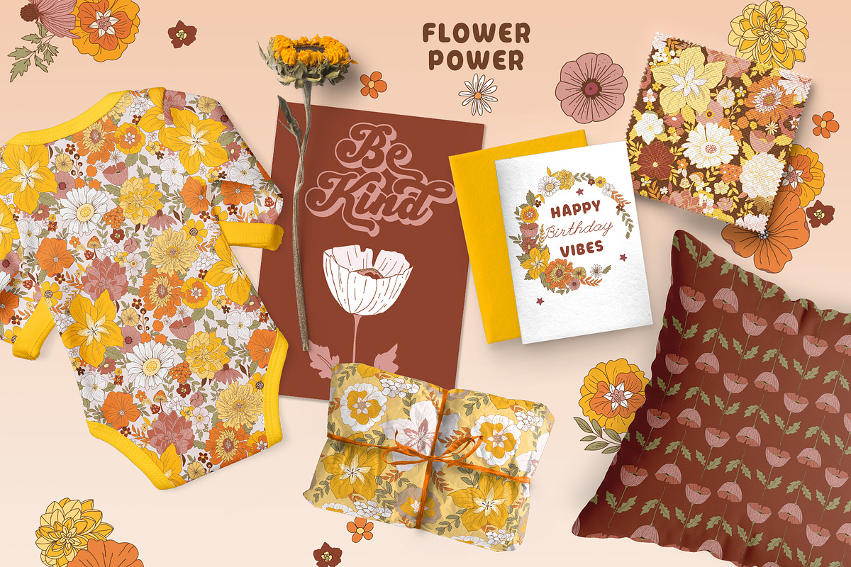Flower Power - Retro Vectors, an Illustration by Twigs and Twine (Photo 2 of 9)