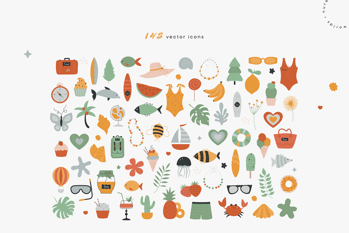 Summer Days | Vector Stickers Pack, a Decorative Illustration by Nutalin Art (Photo 5 of 16)