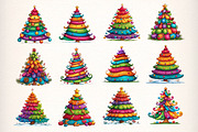 Whimsical Christmas Trees Clipart, an Illustration by Dream Creation (Thumbnail 4 of 7)
