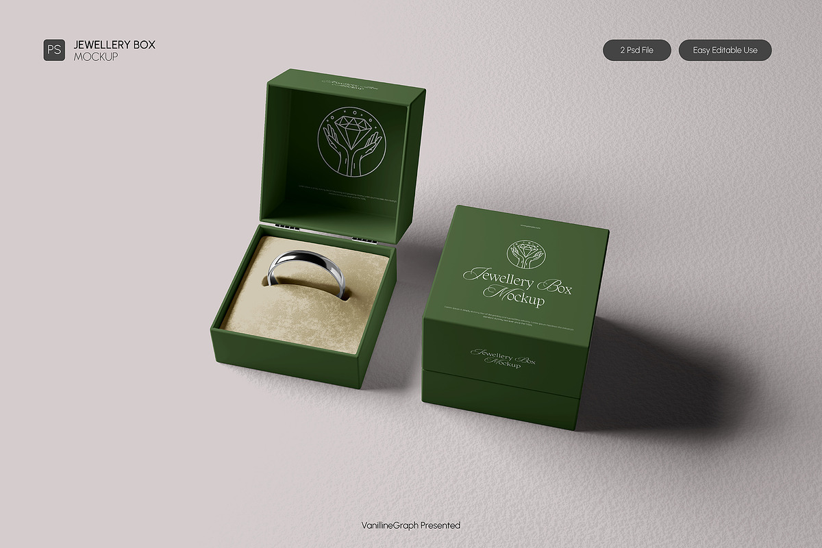 Jewelry Box Mockup, a Packaging Mockup by VanillineGraph (Photo 1 of 3)