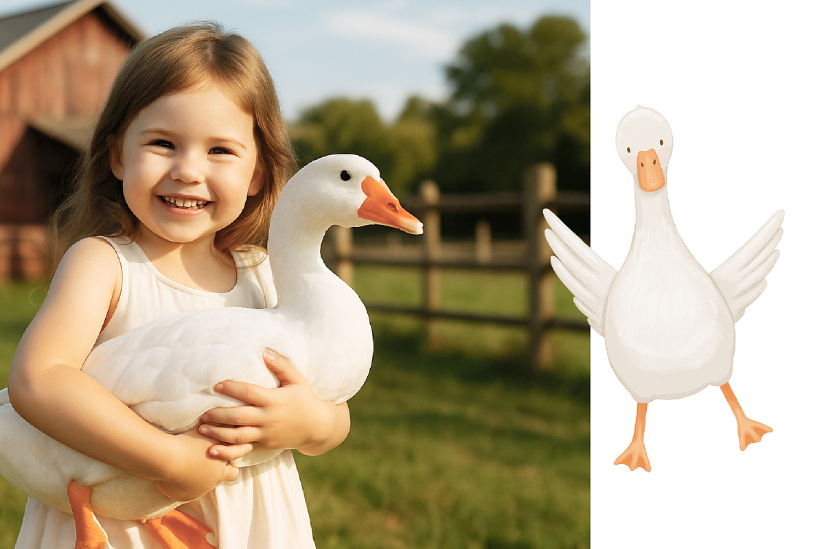 Cute goose illustrations and pattern, an Animal Illustration by ElenaPlatovaArt (Photo 3 of 20)