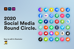 2020 Round Circle Social Icons