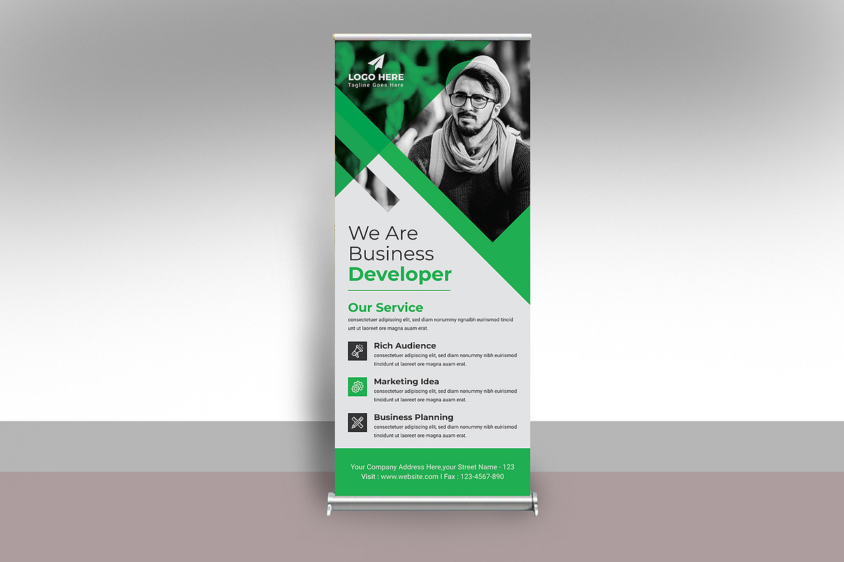 Business Rollup Banner with 3 colour, a Stationery Template by creative-som (Photo 3 of 4)