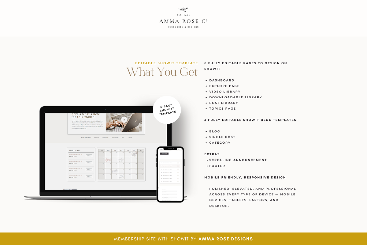 Showit Membership Website Template, a Websites & App Template by ammarosedesignsllc (Photo 3 of 9)