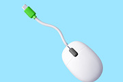 3D wired computer mouse with green, a Technology Illustration by Abscent (Thumbnail 2 of 3)