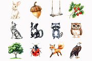 Watercolor Woodland Story Clipart, a Seasonal Illustration by Design Market (Thumbnail 4 of 4)