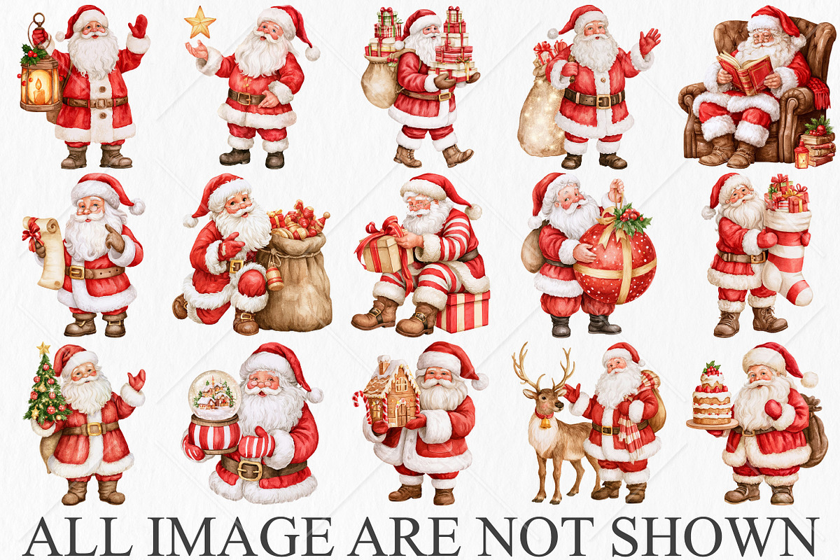 Whimsical Christmas Santa Clipart, a Seasonal Illustration by Canvas Craft (Photo 4 of 10)