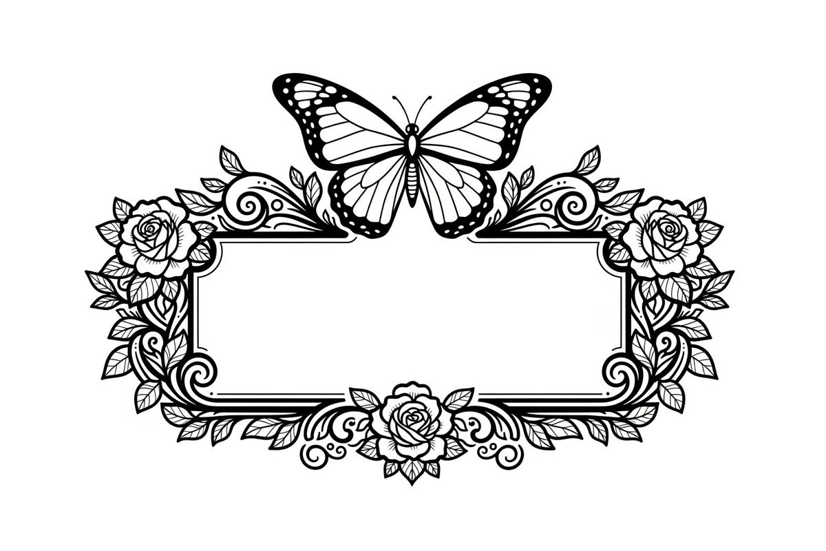 Butterfly Floral Frame SVG Bundle, an Illustration by Creativeshirt (Photo 13 of 31)