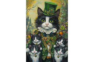 St. Patrick’s Day Cat Wall Art, an Animal Illustration by Art Paradise Studios