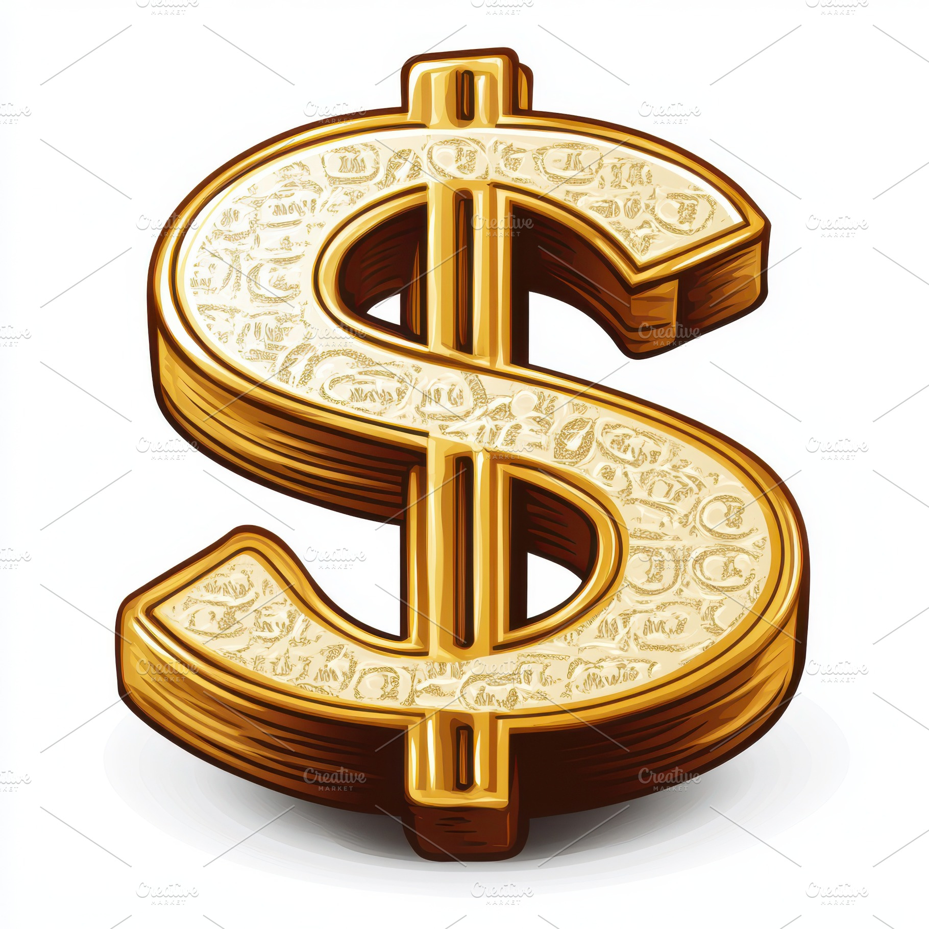 Ornate Gold Dollar Sign Wealth Symbo, an Abstract Photo by Pixeness Studio