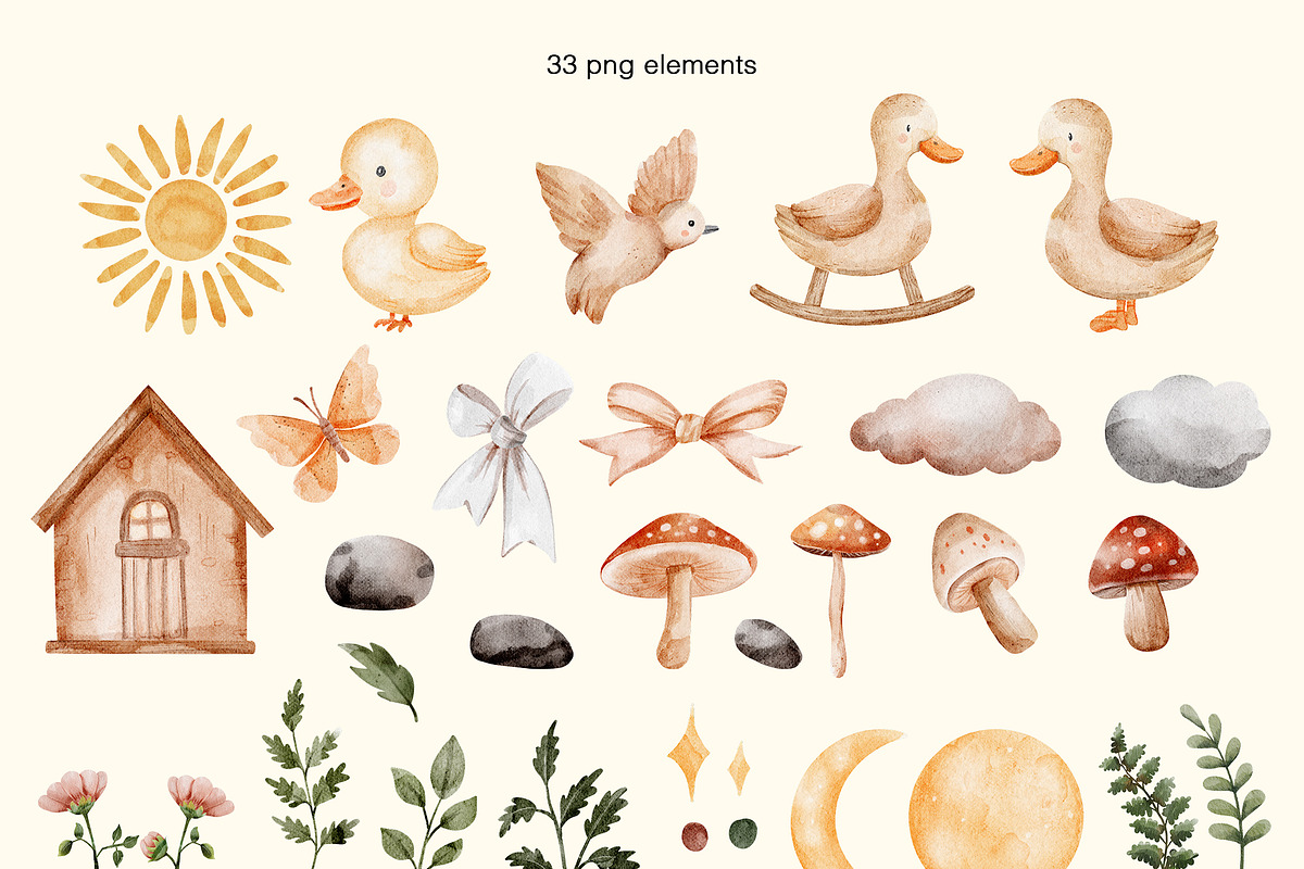 Boho nursery watercolor clipart, an Animal Illustration by Pattern + watercolor (Photo 2 of 10)