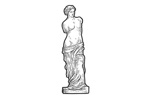 Venus de Milo sketch engraving, a Decorative Illustration by AlexArt