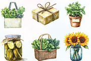 Watercolor Farmers Market Clipart, an Illustration by CraftArtStudio (Thumbnail 3 of 6)