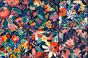 Colorful Painted Flower Patterns, a Pattern Graphic by RC graphics (Thumbnail 3 of 10)