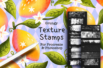 Texture Stamps Photoshop & Procreate, a Brush Add-On by seamlessteam
