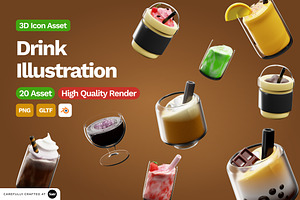 3D Drink Illustration, a Food & Drink 3D Model by SLAB! Design